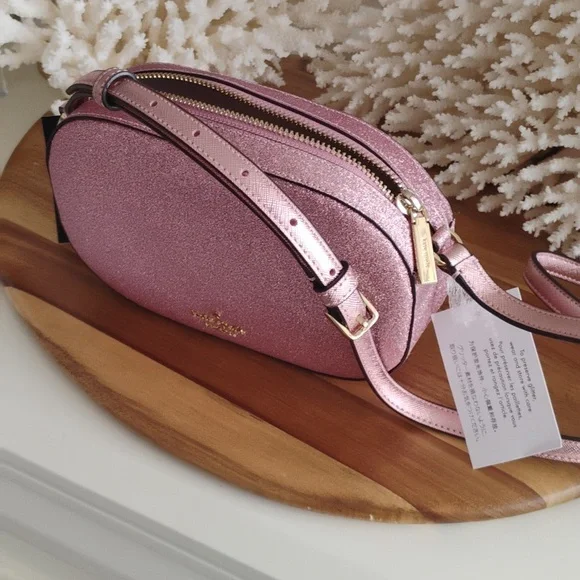 Kate Spade 💥NWT💥 Glimmer Oval Camera Bag Pink Mitten Crossbody Bag. NEW! - Picture 10 of 17